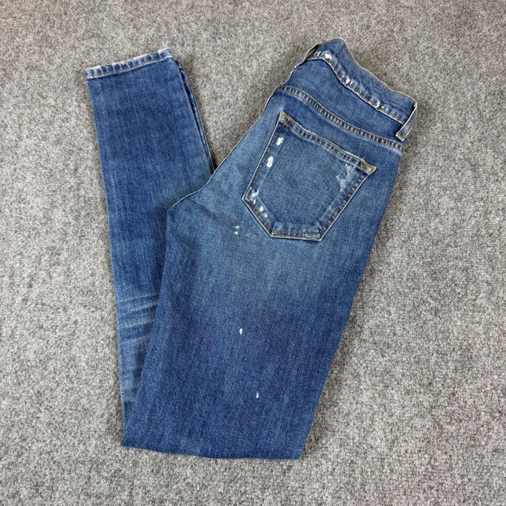 DOMREBEL Montreal Distressed Skinny Jeans Blue Paint Splatter Patch Mens 30